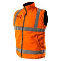 NEO work body warmer, double sided (ref. no. 81-521-S) with high visibility is practical solution that improves user safety by signalling presence in all lighting conditions, daylight or in darkness when illuminated by vehicle lamps. Outer side of the bod