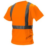 NEO high visibility working T-shirt (ref. no. 81-733-XL) is a practical solution that improves user safety by signalling presence in all lighting conditions, daylight or in darkness with artificial light, when illuminated by e.g. vehicle lamps. Use of air